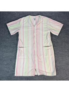 Anne Lewin New York Striped Zip-Up Terry Cloth Dress Large - Loungewear, Casual